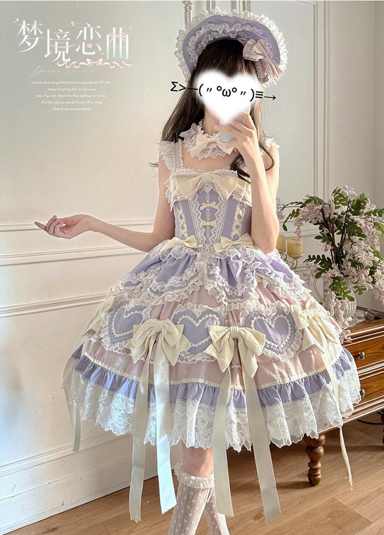 Dream Melody - Gorgeous Sweet Lolita JSK Dress, Lace & Bows 44442:809852