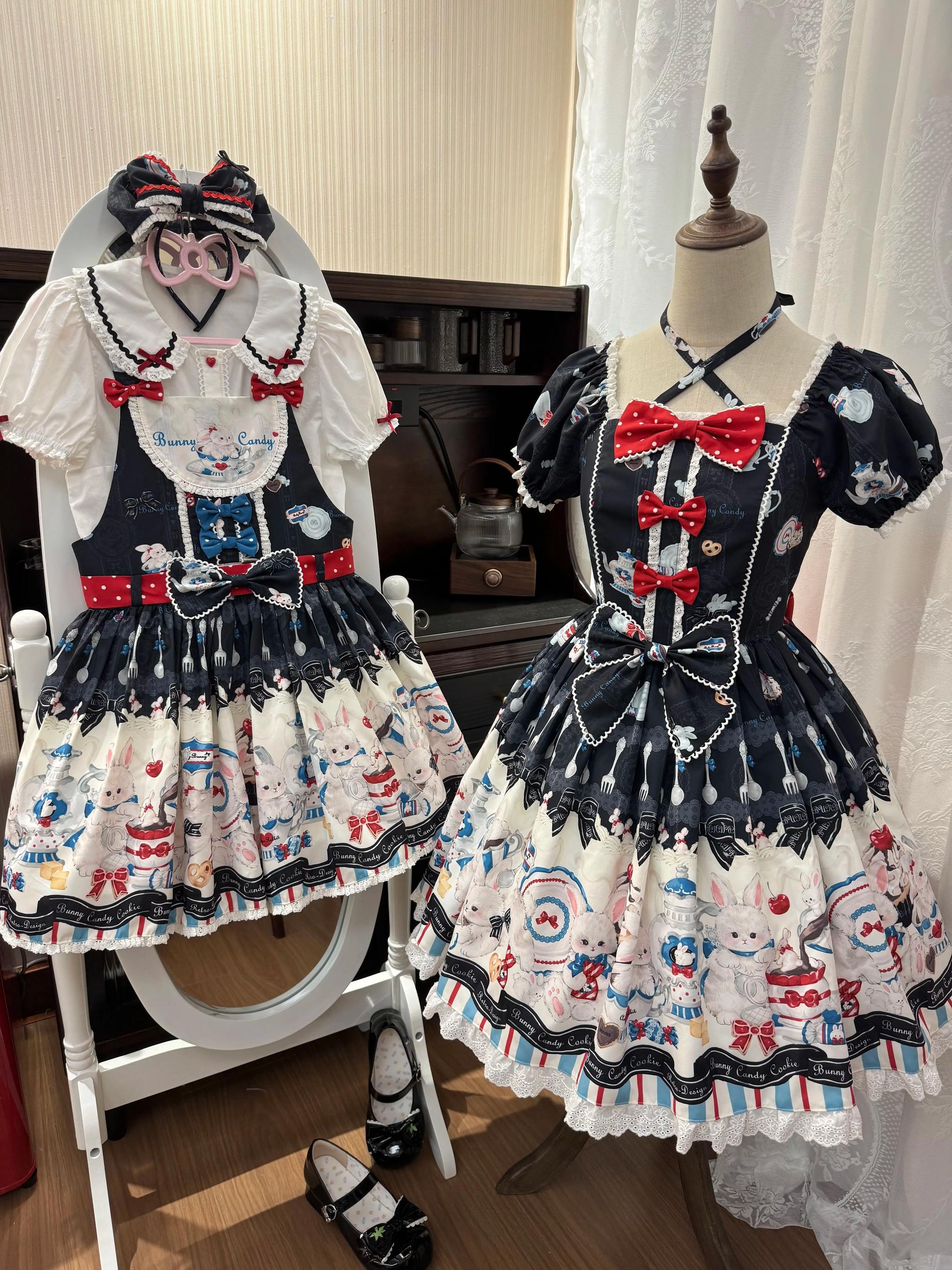 Myth Rabbit Tea Party - Sweet Lolita Dress Set, Bunny Print JSK 44460:809401