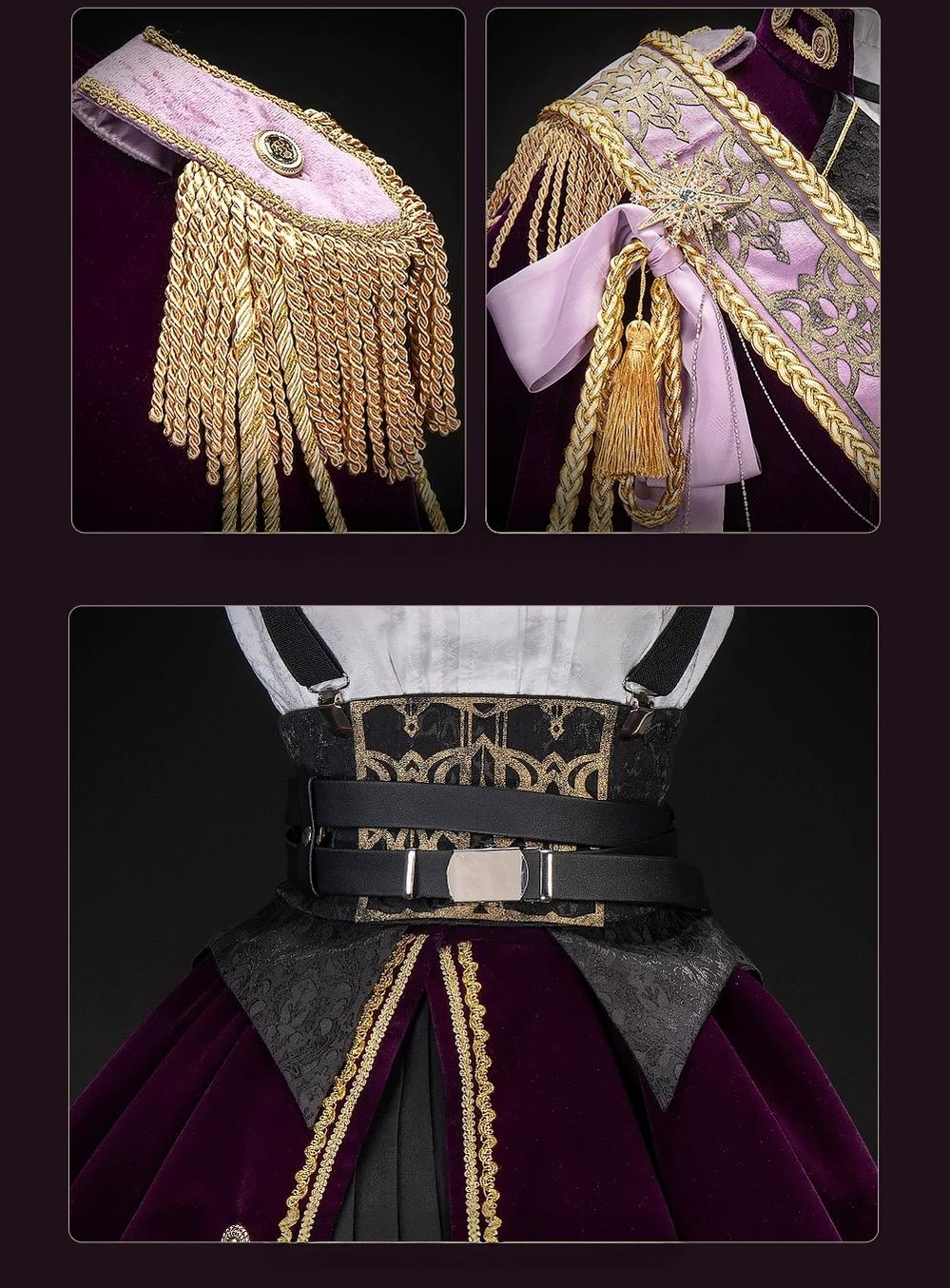 Canticle of Rites - Military Ouji Lolita Jacket & Shorts Set, Detachable Train 46053:873830