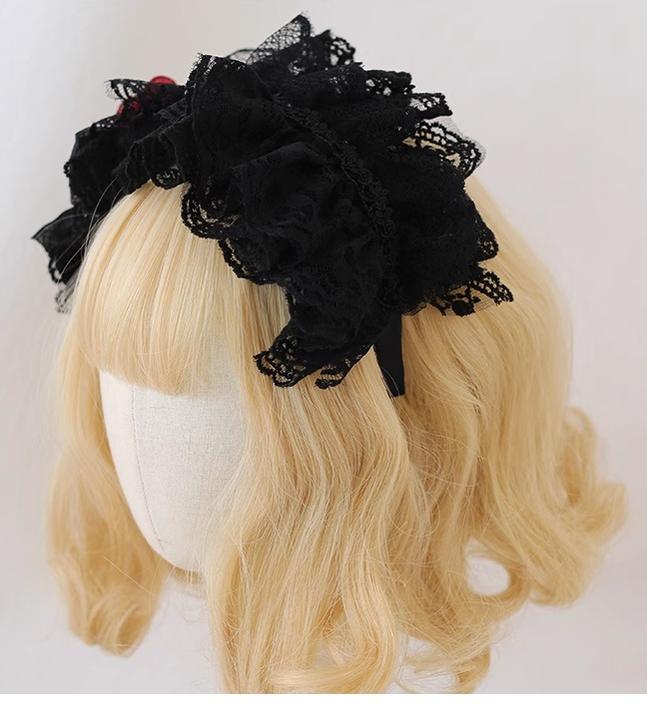 Xiaogui - Goth Lolita Headwear Black Lace KC