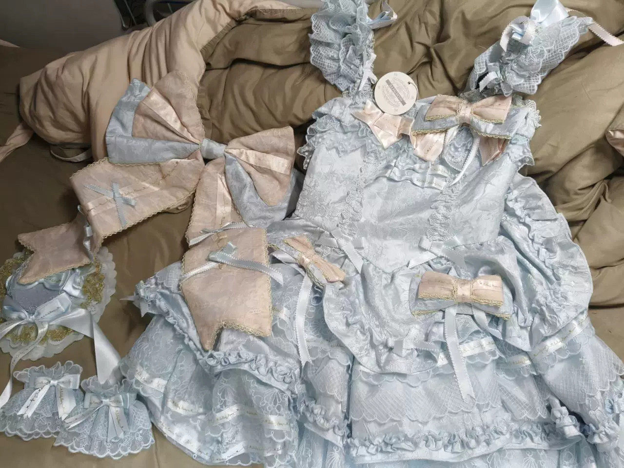 Luminous Whisper - Sweet Lolita Princess Jumper Dress, Layered Hem Blue - Trailing Only S