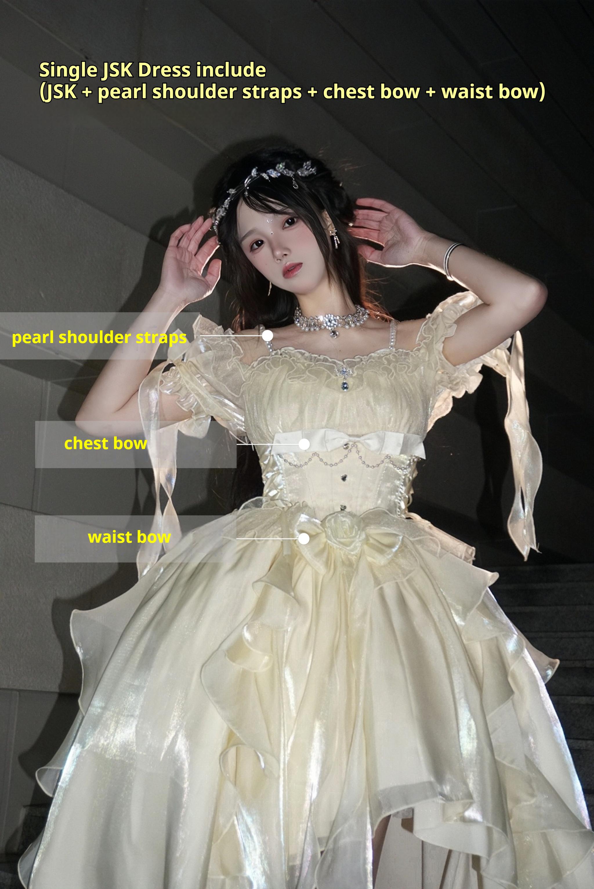 Meowing and fruity - Midsummer Dream - Gradient Color Wedding Lolita JSK Dress Set, Fishbone Waist 44337:803945