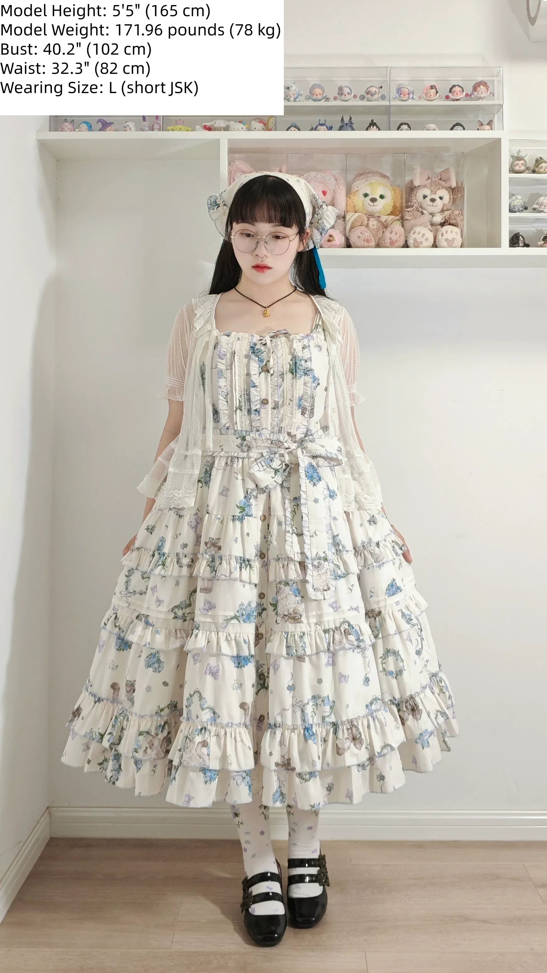 Meow Wreath - Classic Lolita Button Closure JSK Dress, Cat and Wreath Print