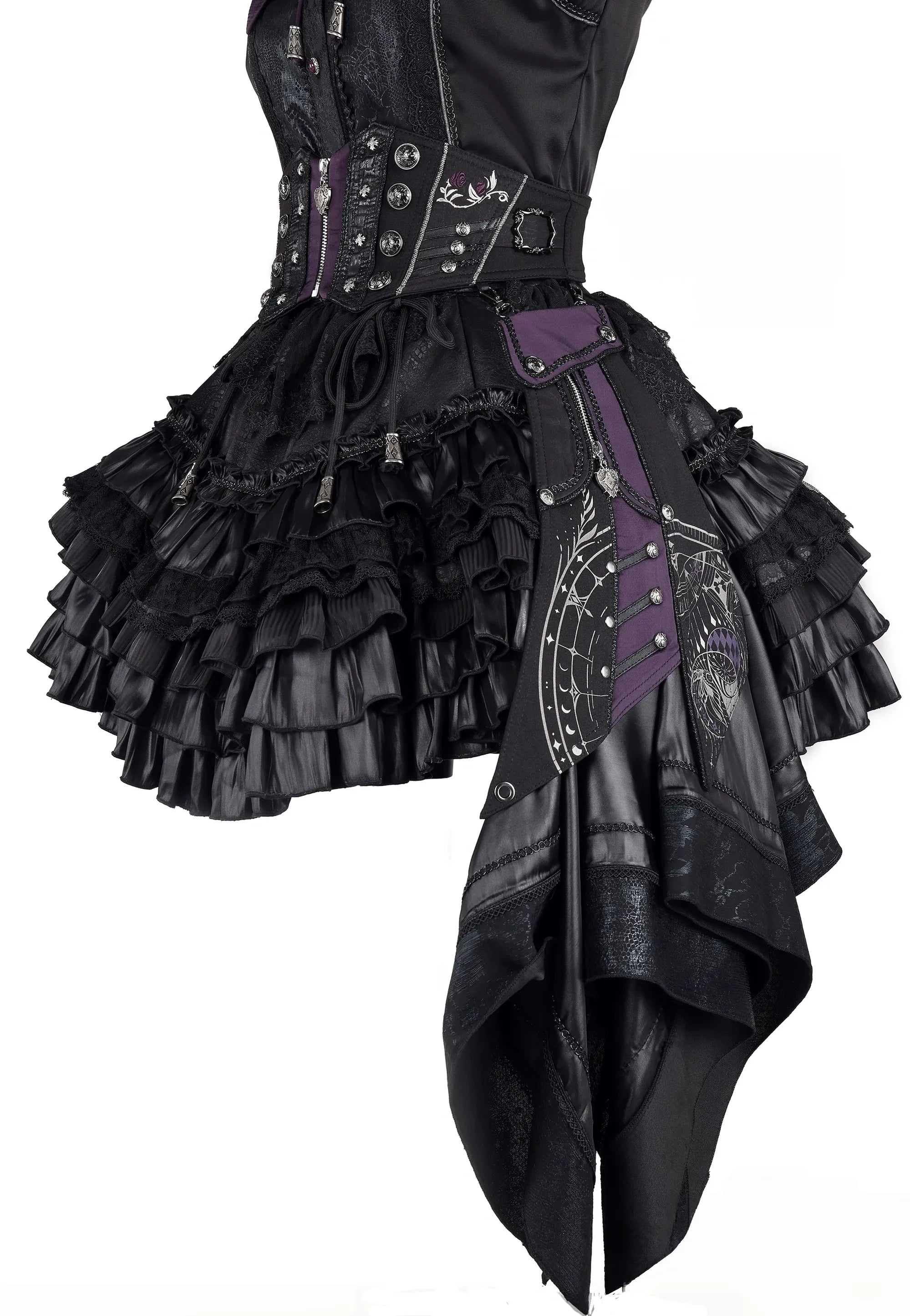 Nothing - Gothic Lolita Waist Cincher, Star and Moon Print Dress Train 45590:854725