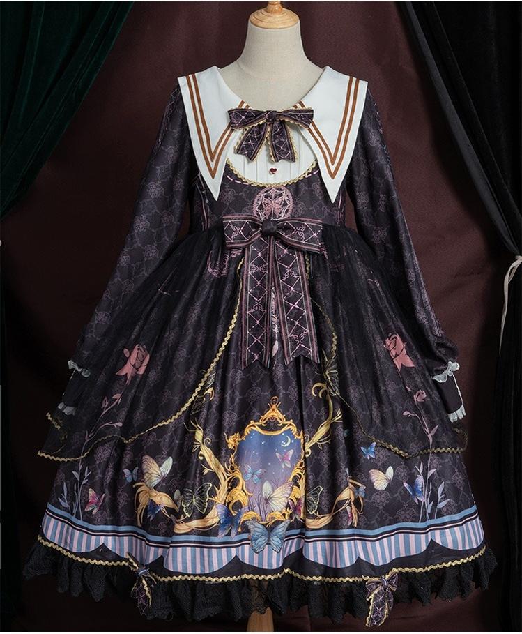 OCELOT~Classic Lolita OP Sailor Collar Elegant Lolita Dress 40422:660986