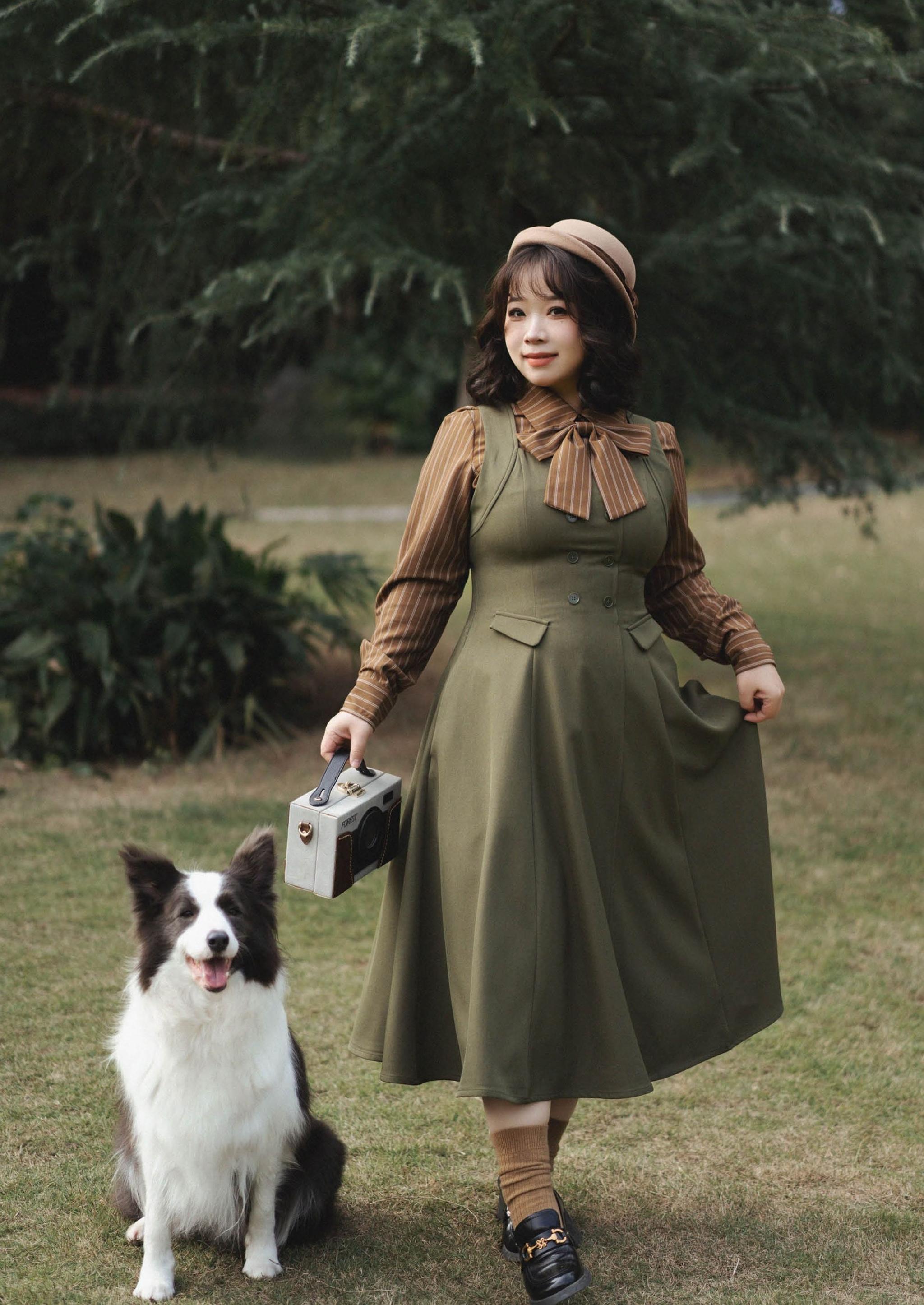 Forest Wardrobe - Foggy Forest - Elegant Lolita A-line JSK Dress, Side Pockets 44271:801675