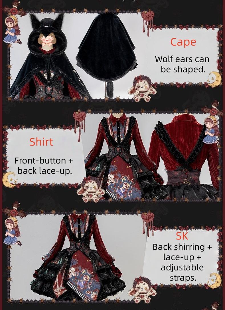 Werewolf Slayer - Gothic Lolita Shirt & Suspender SK Dress Set, Tiered Skirt 44541:812021