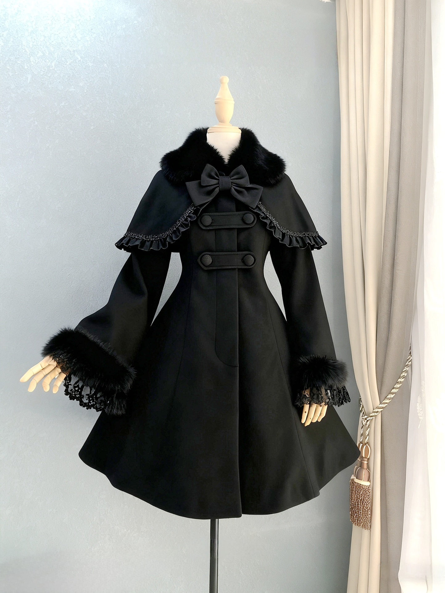 Anastasia - Madeleine - Elegant Lolita Wool Coat, Detachable Cape 44231:801036