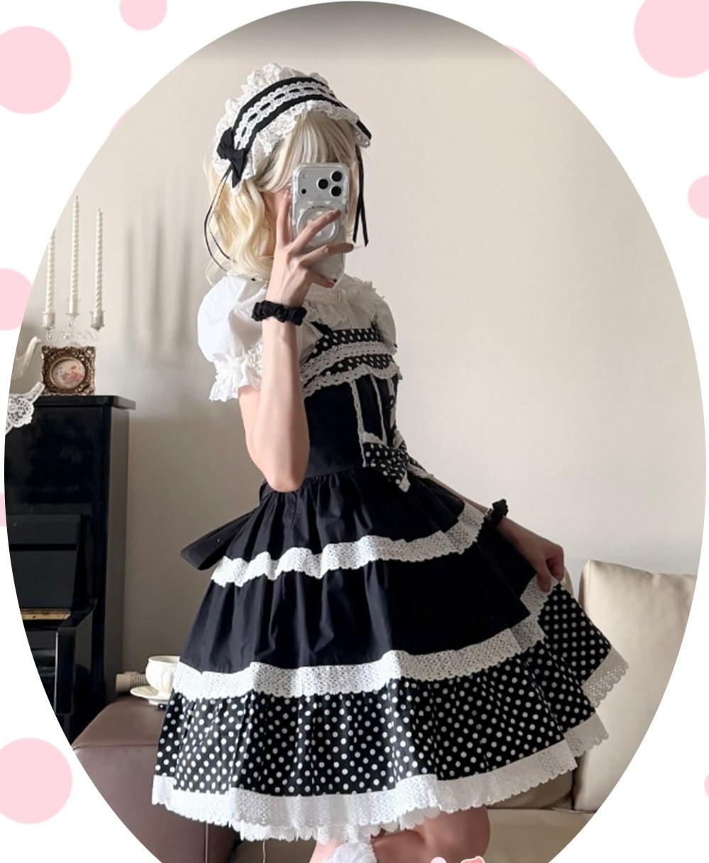 Cotton Sweet Lolita Polka Dot JSK & Salopette Dress 45589:853430
