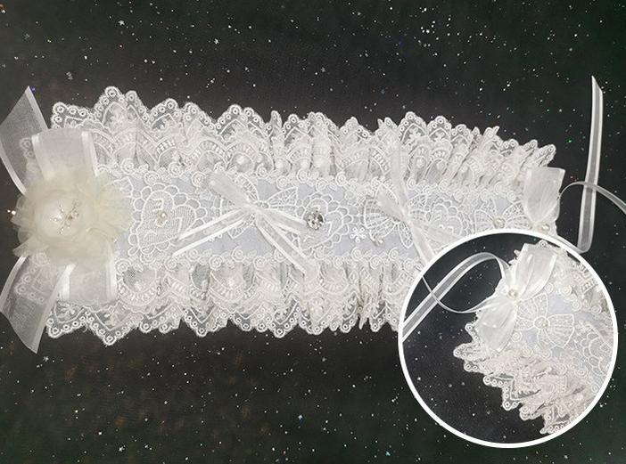 Waltz - Classic Lolita Accessories, Long Mesh Trailing Hairband Only Light Blue