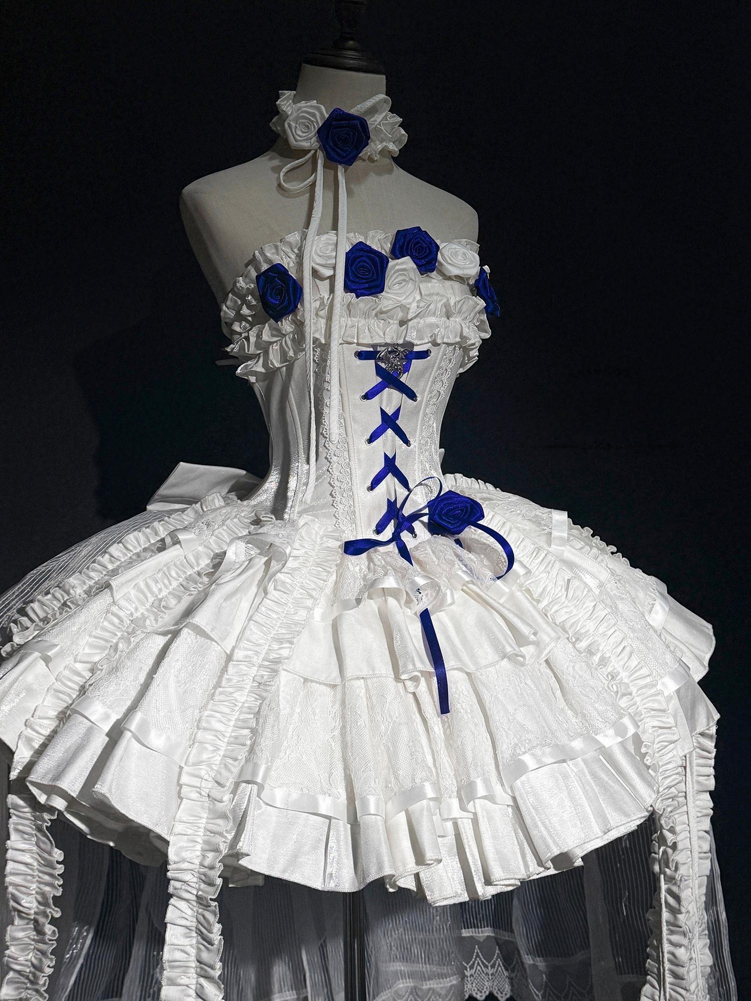 The Forbidden Garden - Gothic Lolita JSK Dress, Detachable Rose Accessories