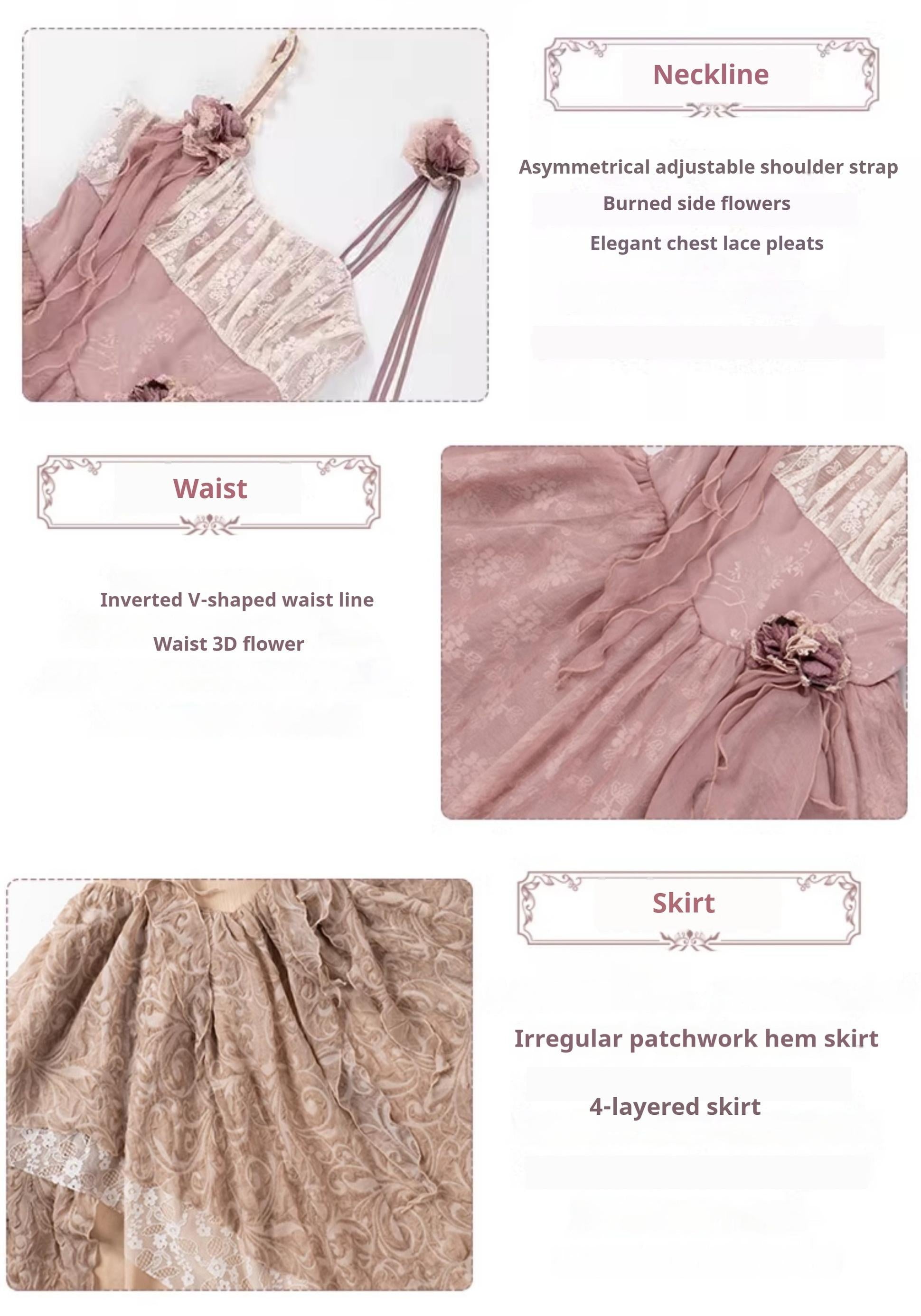 With PUJI - Rose Leaf - Irregular Daily Lolita JSK Dress in Wabi-Sabi Style