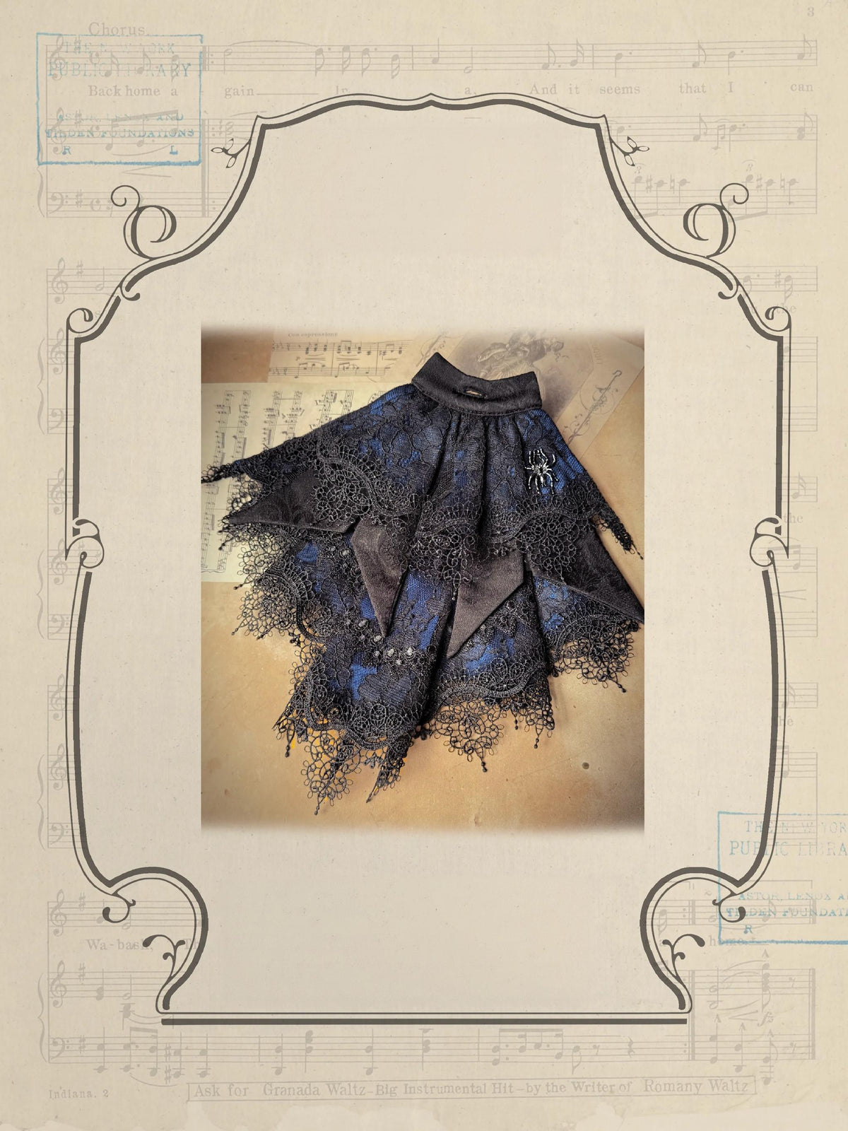 Requiem - Gothic Lolita Blouse & Skirt Set, Jacquard with Satin Lace (L M S XL XS) 45969:869929