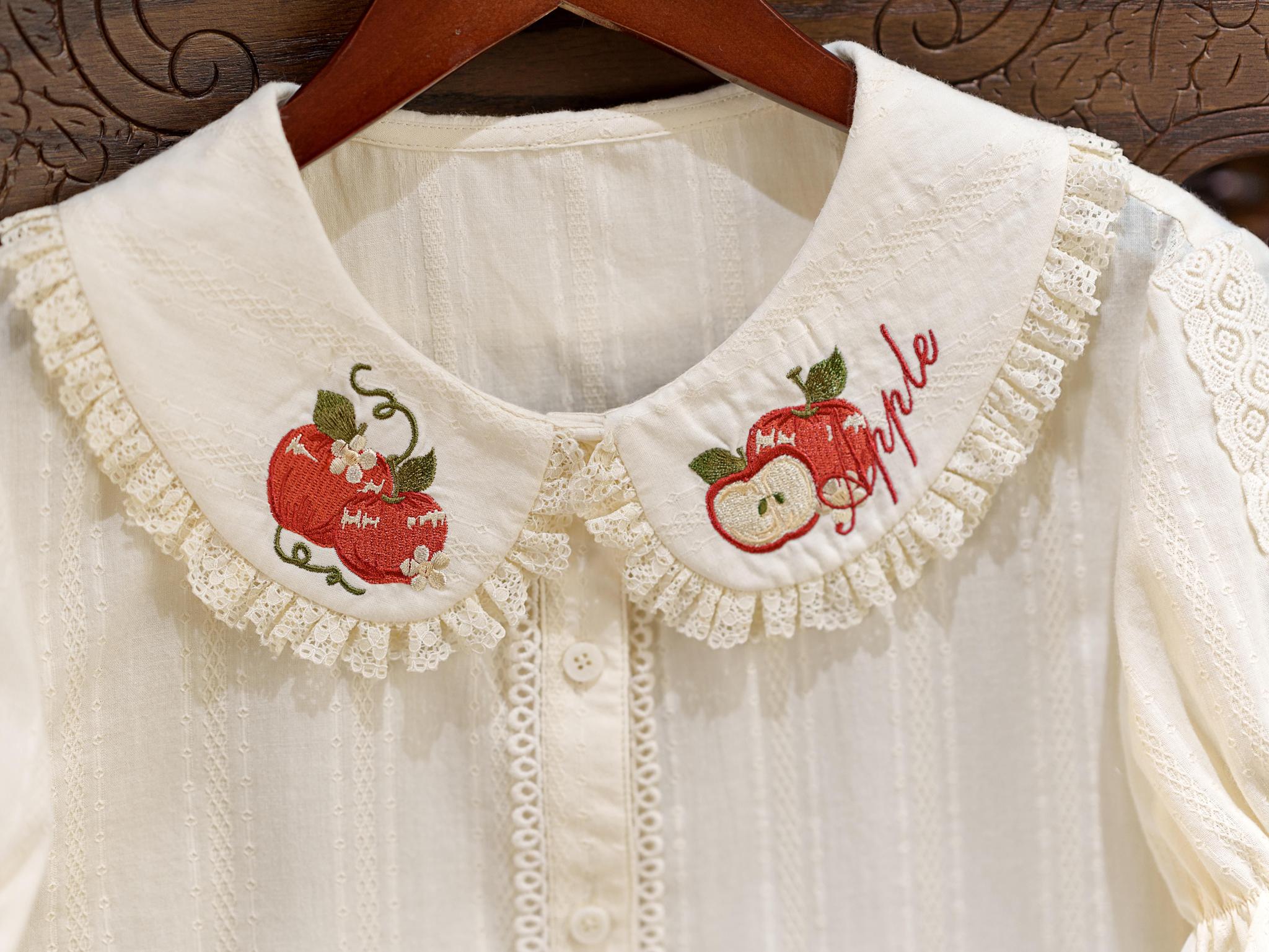 Abundant Tea Time - Kawaii Lolita Blouse, Cotton & Embroidery 45002:831080