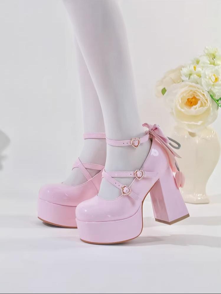 Whispering Tulip - Classic Lolita Heel Shoes, Detachable Tulip Bow 44633:816567