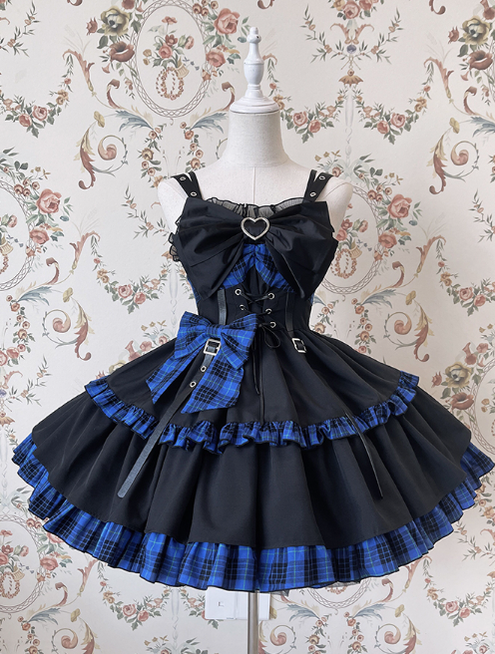 Alice Girl - Gothic Lolita Dress Blue Plaid Jumper Dress