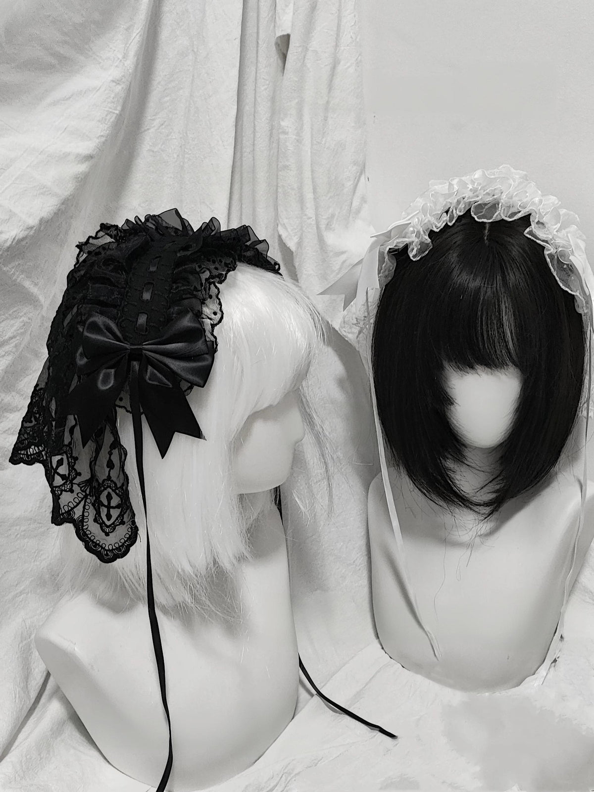 Halloween Gothic Lolita Lace Veil Hairband, Cross Embroidery 46006:872100