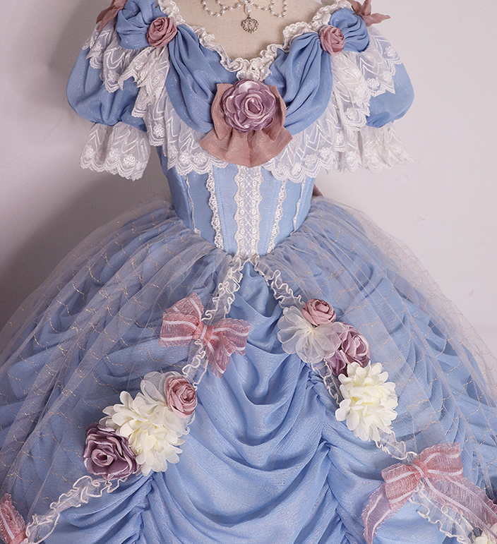 Henrietta~Sa Majeste la Rose~Elegant Lolita Wedding Dress Multicolor Customizable 0 bluish violet dress+a bow+hair band 