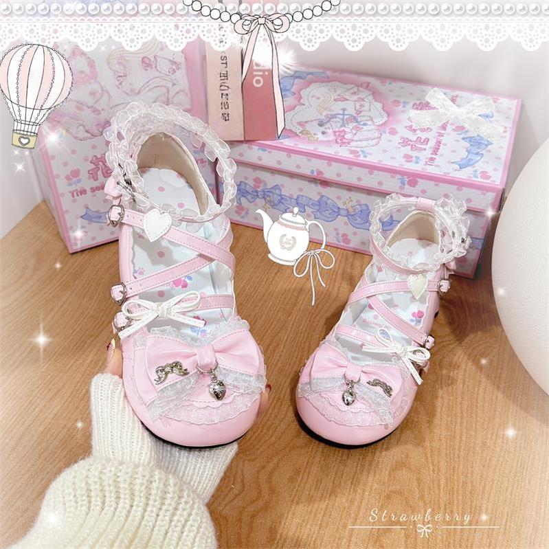 The Season of Booming Flowers - Showa Dreamland - Sweet Lolita Heels, Cute Claw-Shaped Heels (Pink / 34 35 36 37 38 39 40) 43739:784451