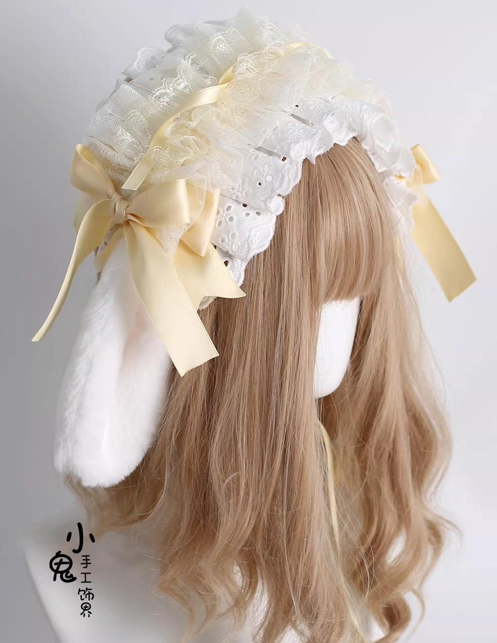 Lace Lolita Hairband, 2-in1 Bunny Ear Hairband