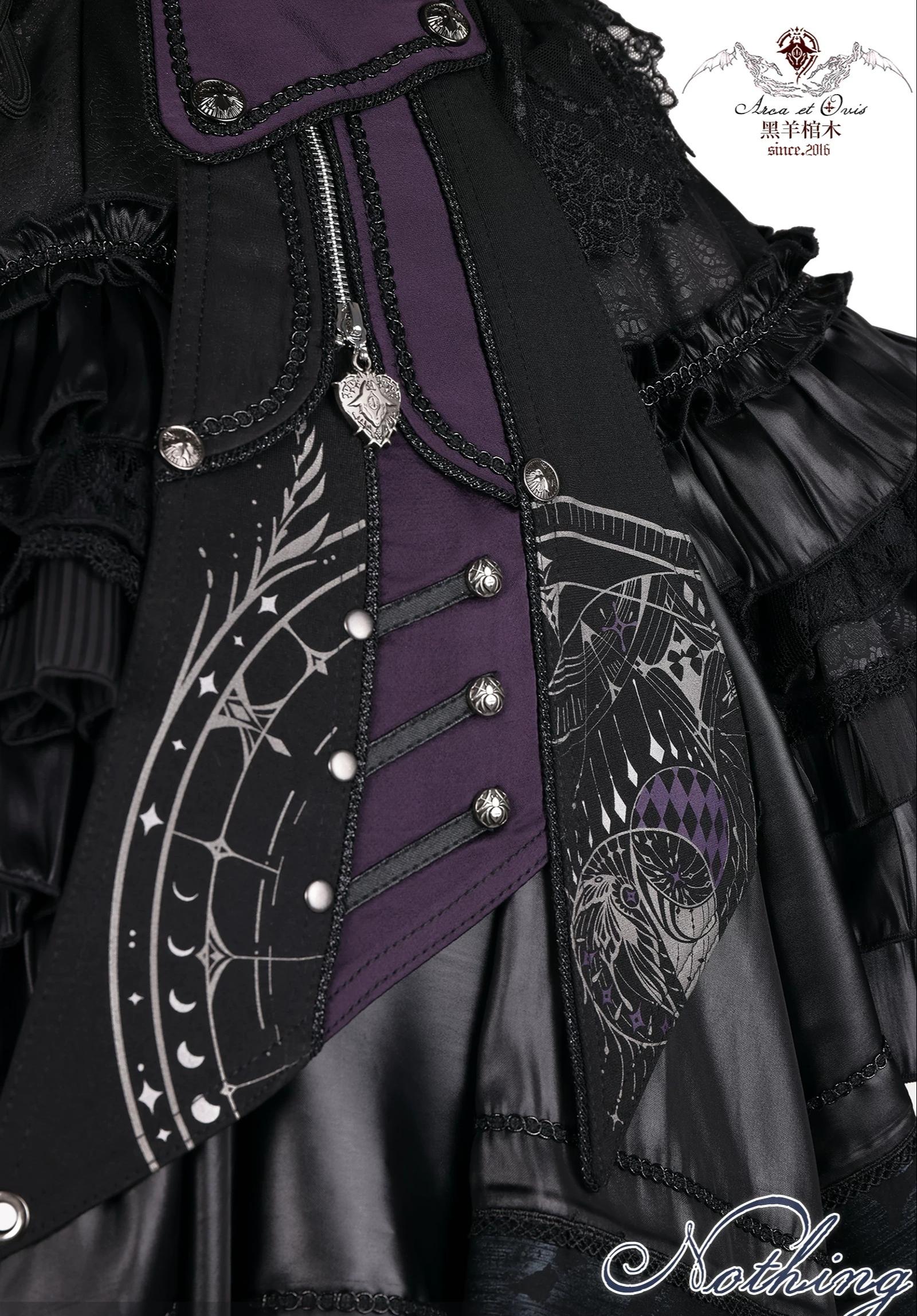 Nothing - Gothic Lolita Waist Cincher, Star and Moon Print Dress Train 45590:854743