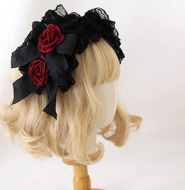 Xiaogui - Goth Lolita Headwear Black Lace KC