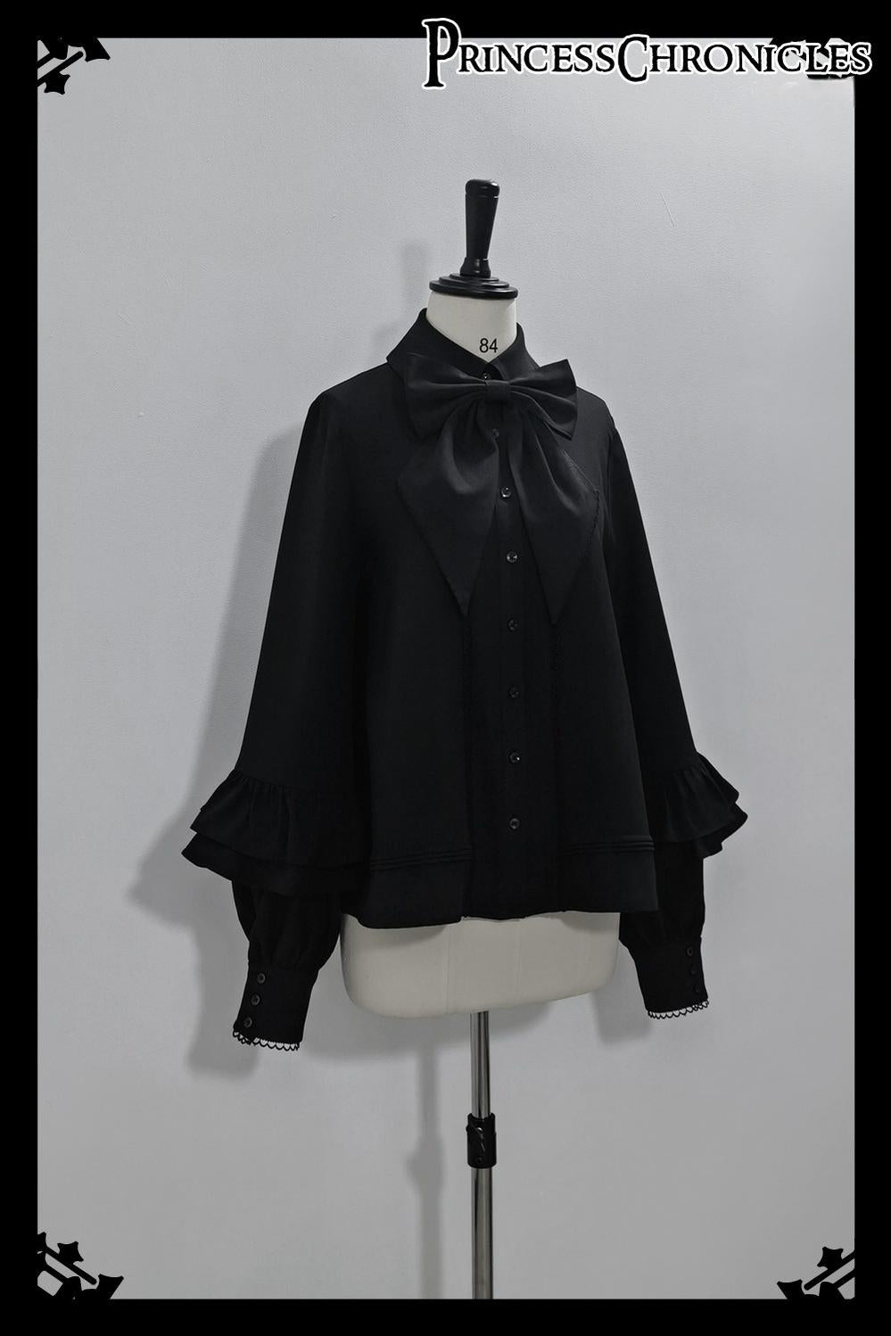 Princess Chronicles - Doll - Black Ouji Lolita Shirt with Removable Large Bow Tie