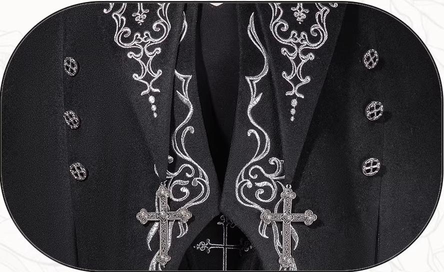 Nightfall - Ouji Lolita Outfit, Bat Wing Shaped Cape 44548:812707