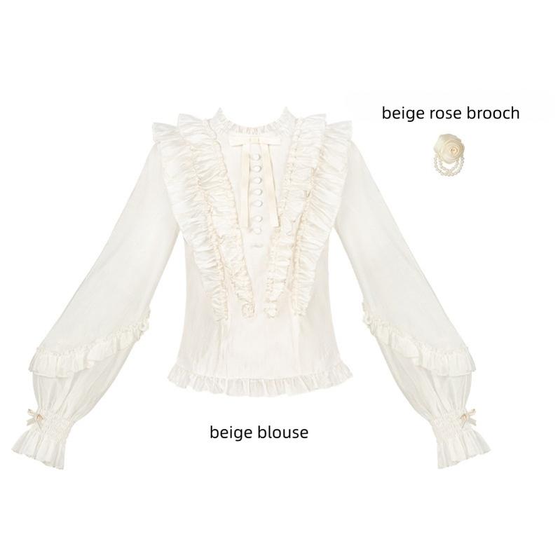 Miss Laura - Versatile Classic Lolita Blouse, Lattern Sleeves (L M S) 44703:819379