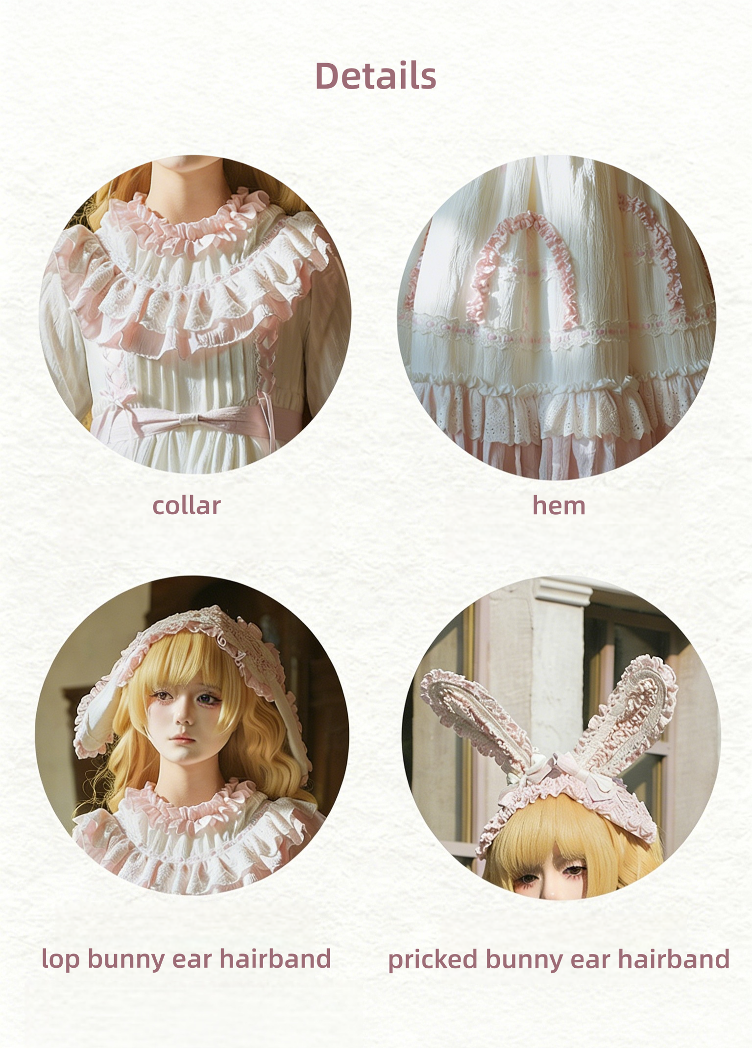 Lilian - Classic Lolita Doll-like Dress, Bunny Ear Hairband 44881:825398