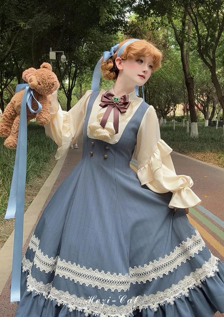 Hometown Autumn - Plus Size Classic Lolita Fake Two-Piece OP Dress 45667:857574