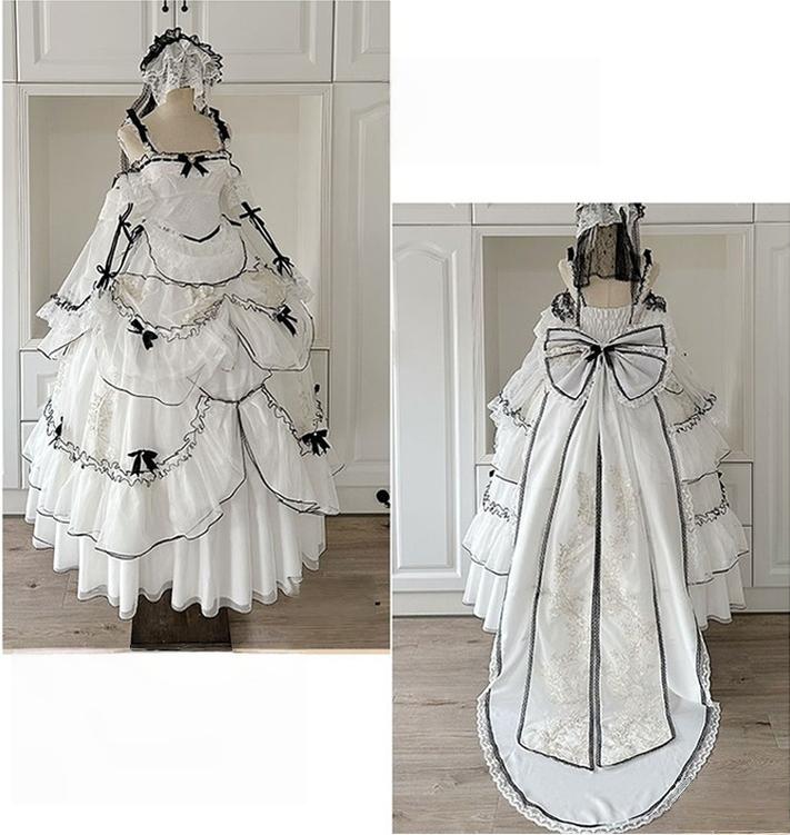 Daydream Whisper - Layered Poem - Wedding Sweet Plus Size Lolita JSK Dress Set 44159:797645