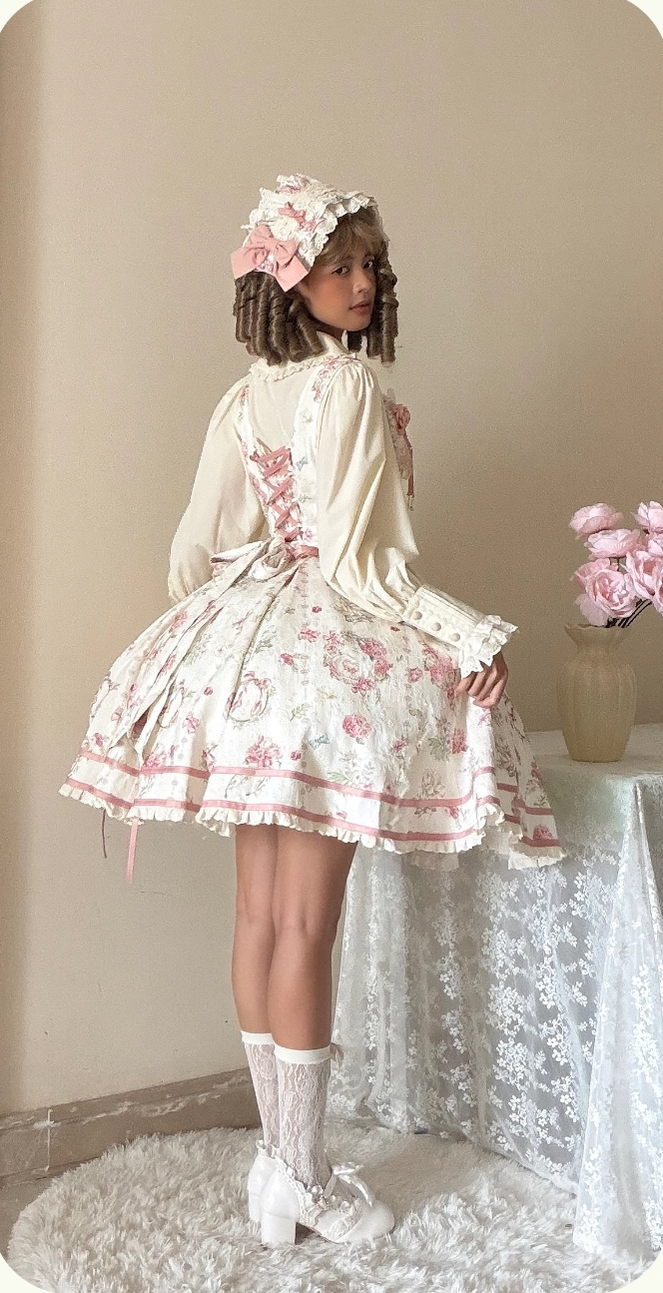 Hydrangea Tea Party - Classic Lolita Bust Supporting JSK, Mutton Sleeve Shirt
