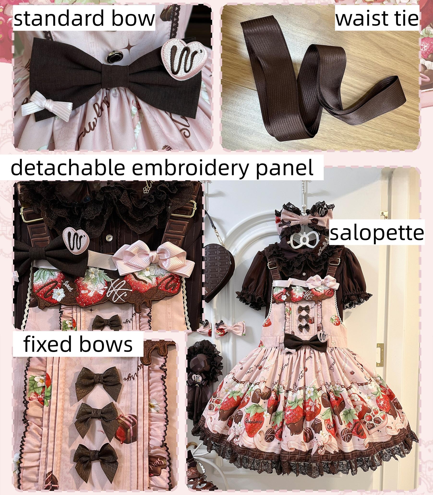 Strawberry Chocolate Lovers - Kawaii Lolita Embroidered Printed Dress
