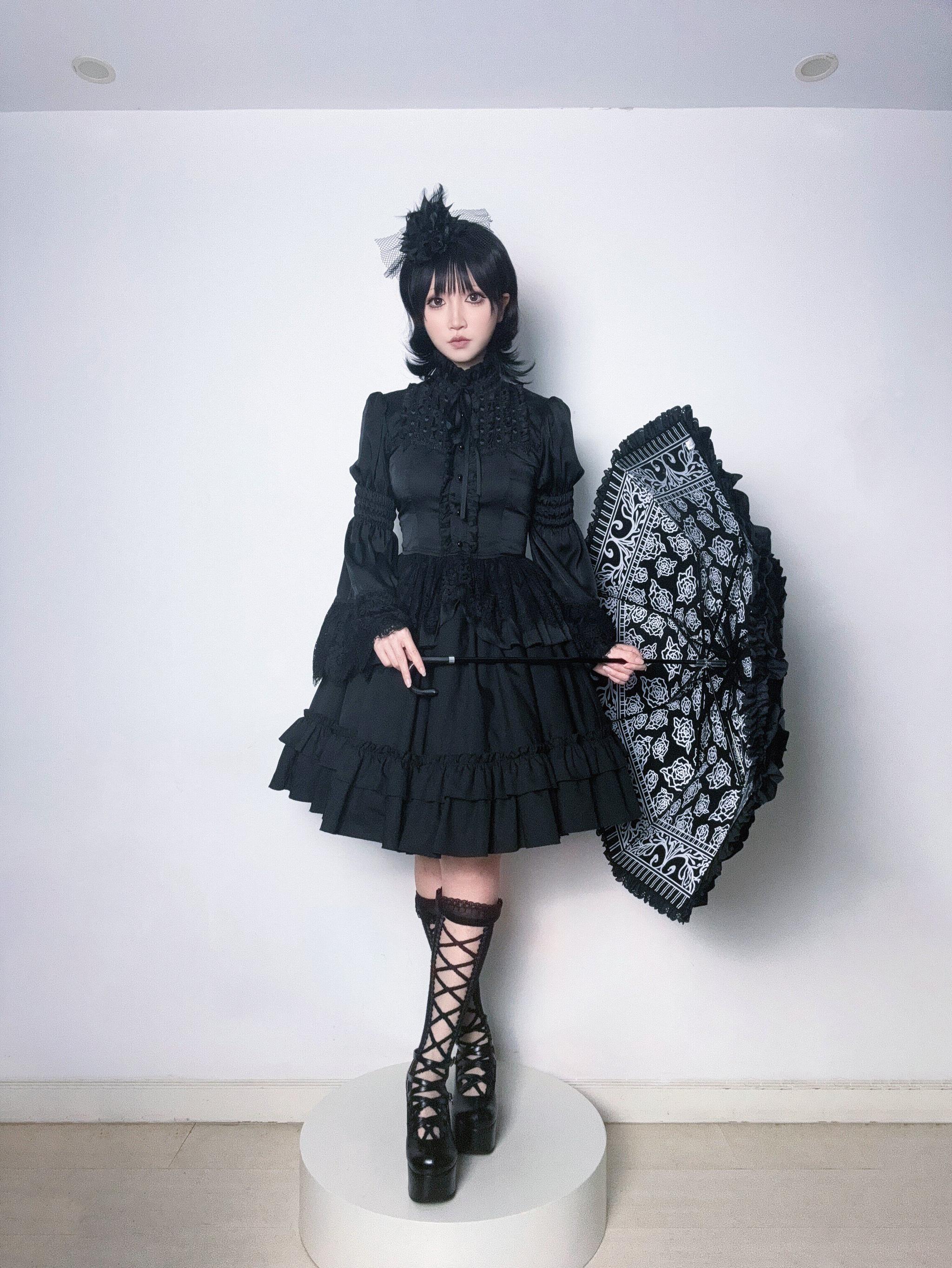 Classic Lolita Foldable Sunscreen Parasol with Ruffles