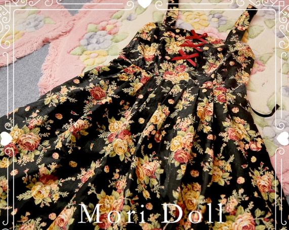 Mori Doll - Daily Lolita Colorful Patterns JSK Multicolors S vintage flower wall print
