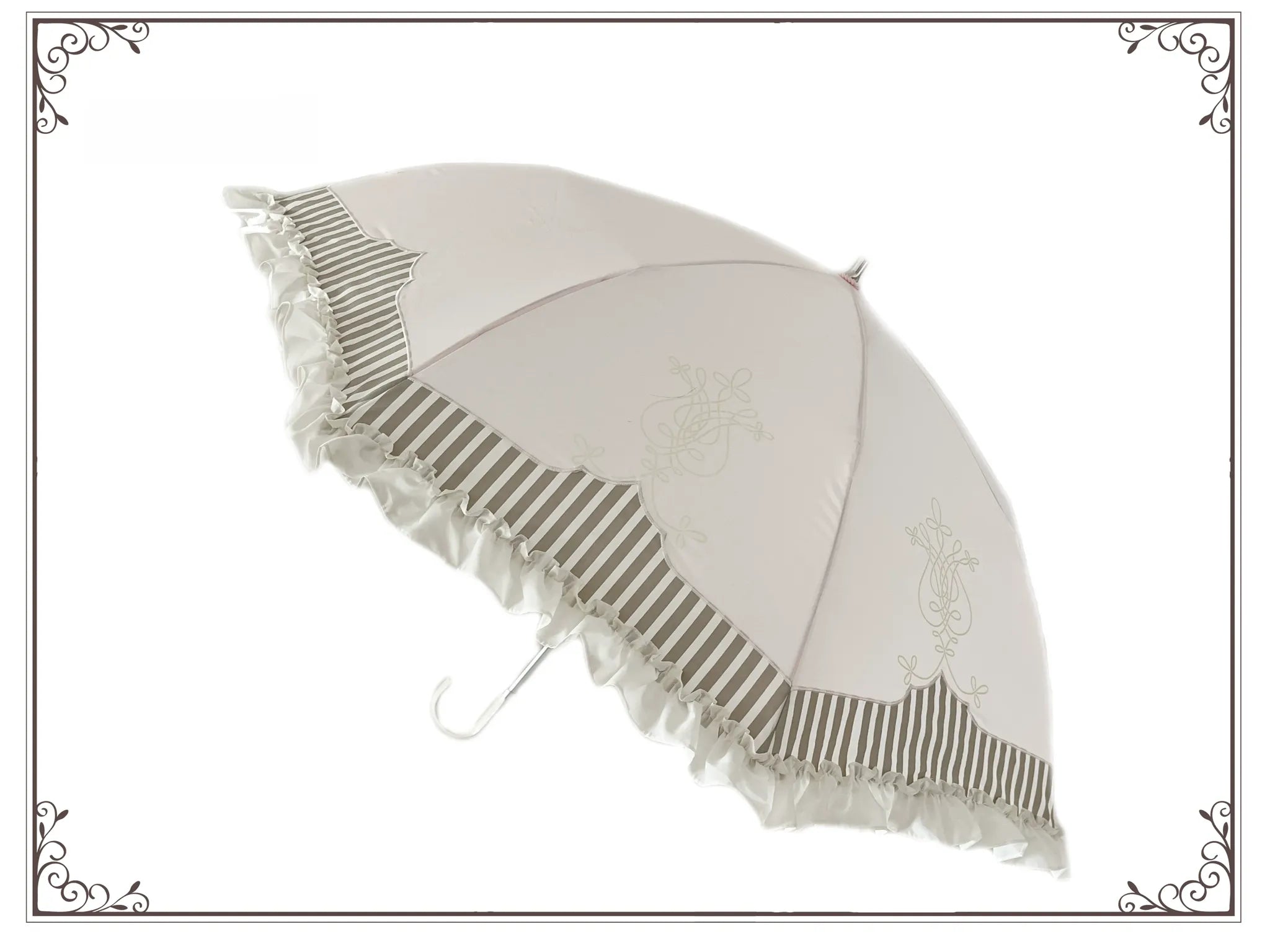 Lyre Academy - Classic Lolita 2-Fold Parasol, Lyre Print & Embroidered Trim 45679:858485