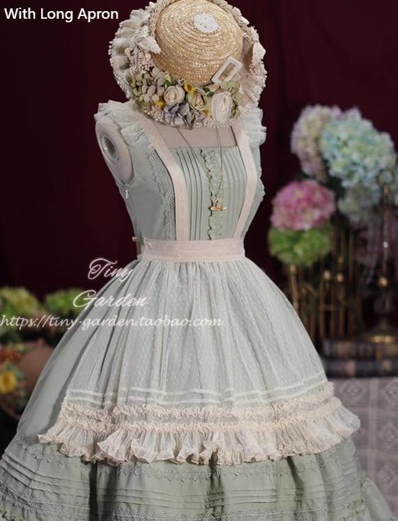 Tiny Garden~Spring Whisper~Solid Color Classic Lolita JSK Dress with Tulle Apron (F L M S XL) 42655:749224