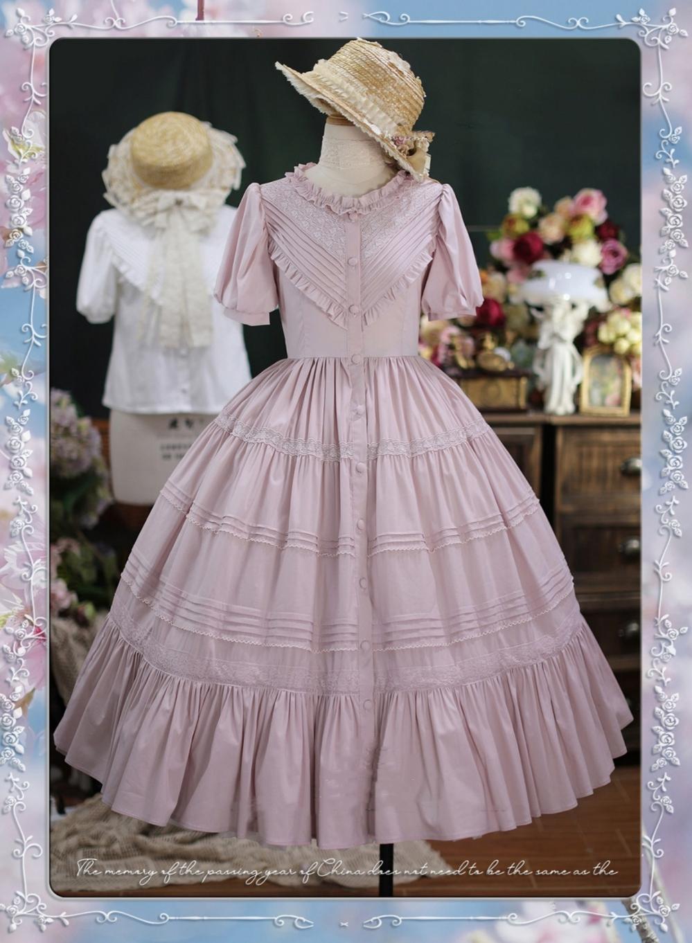 Tiny garden - Elegant Lolita Short Sleeve OP Multicolors S light pink
