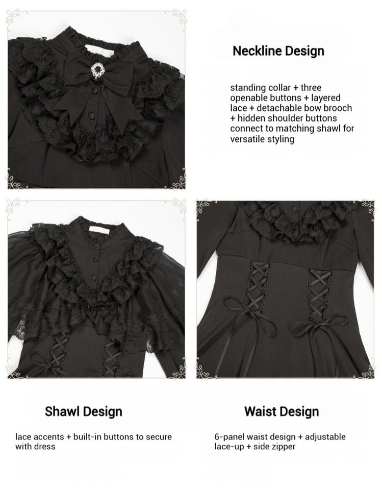 With PUJI - White Daylight - Elegant Lolita Long Sleeve OP Dress, Side Zipper 44042:794003