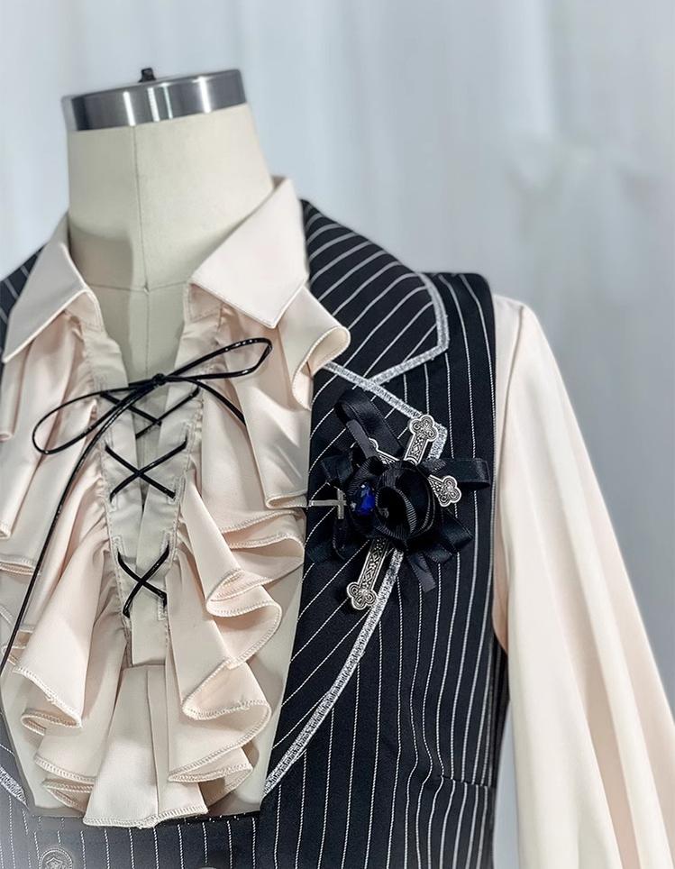 CastleToo - King's College - Ouji Lolita Skirt Set Prince Tie Shirt Set S Cross brooch