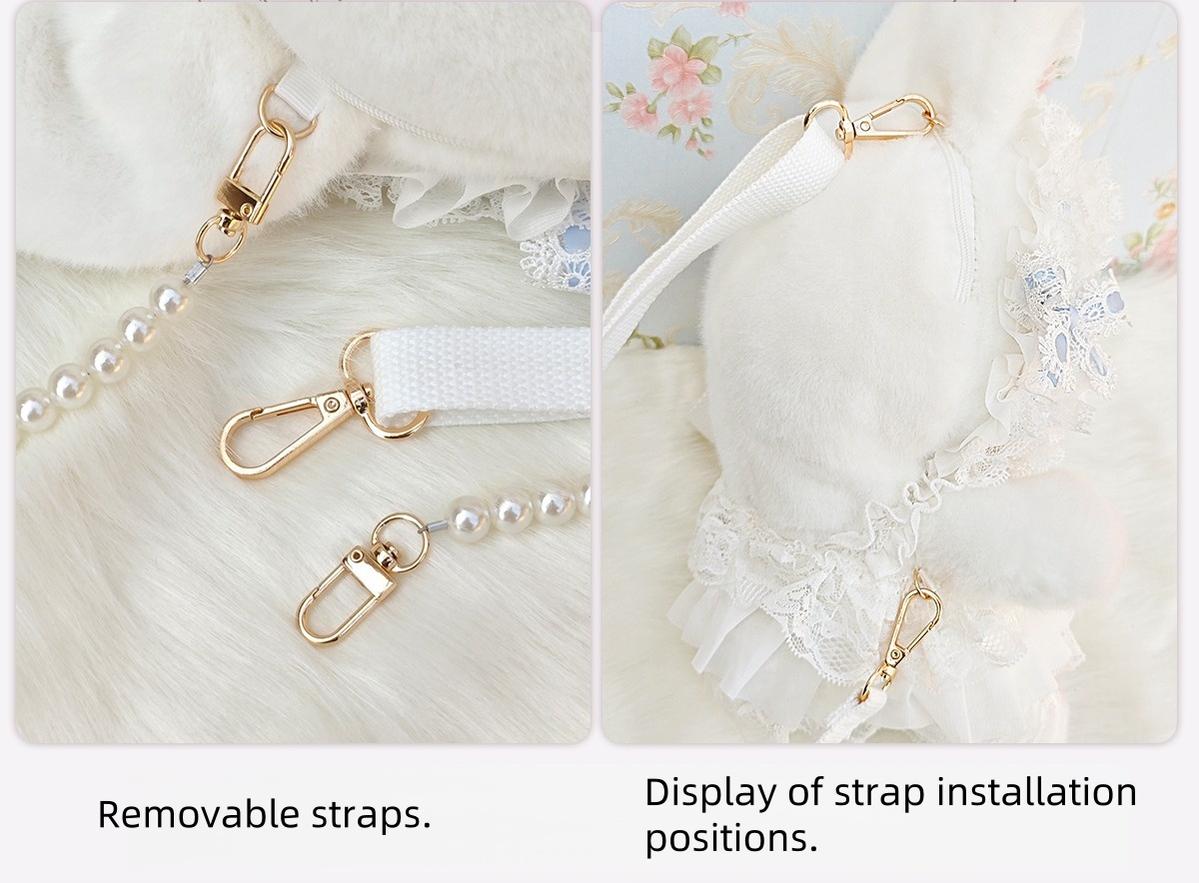 Bear Star - Plush Bunny Lolita Bag, Detachable Pearl Chains