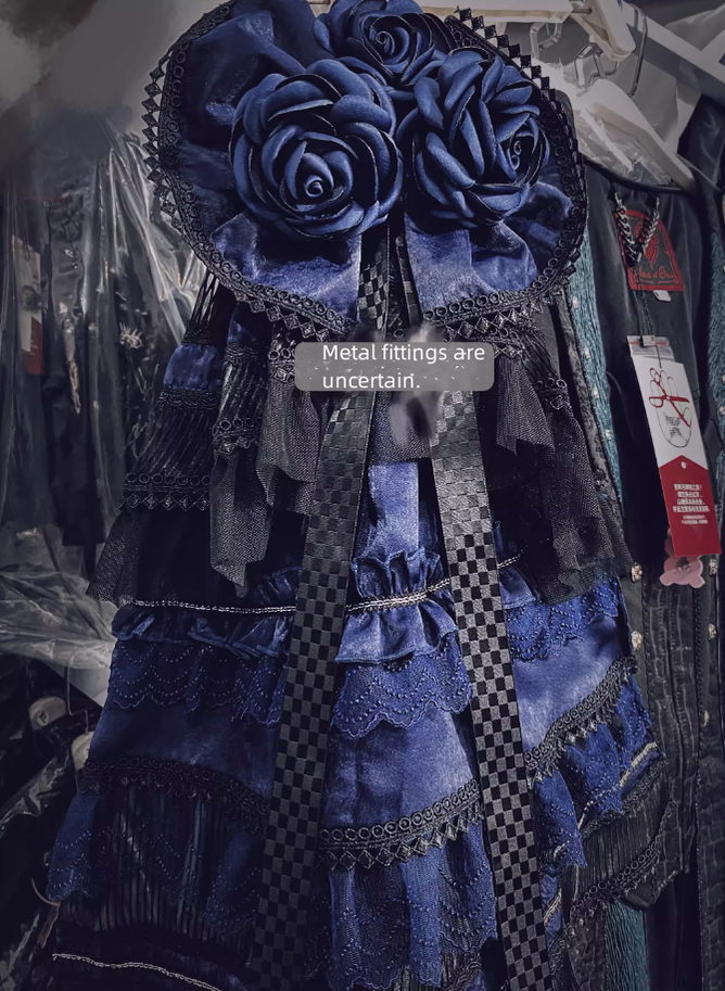 Arca et Ovis - Gothic Lolita Trailing Prince Series Lace Single-Sided Trailing Multicolors blue and black