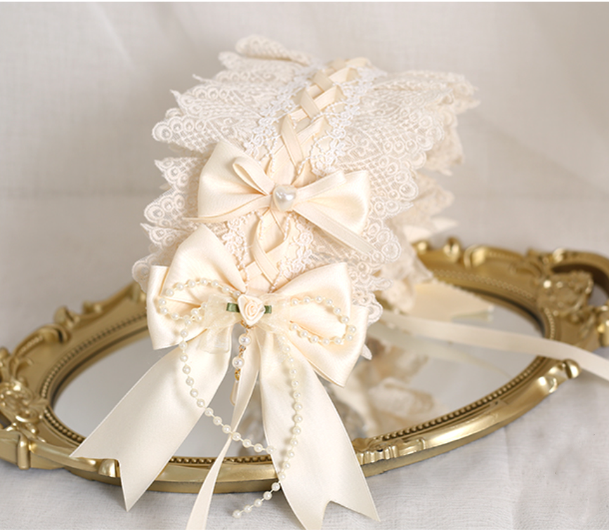 Xiaogui~Sweet Lolita Ivory Lace bow Hair Accessories 13852:216134