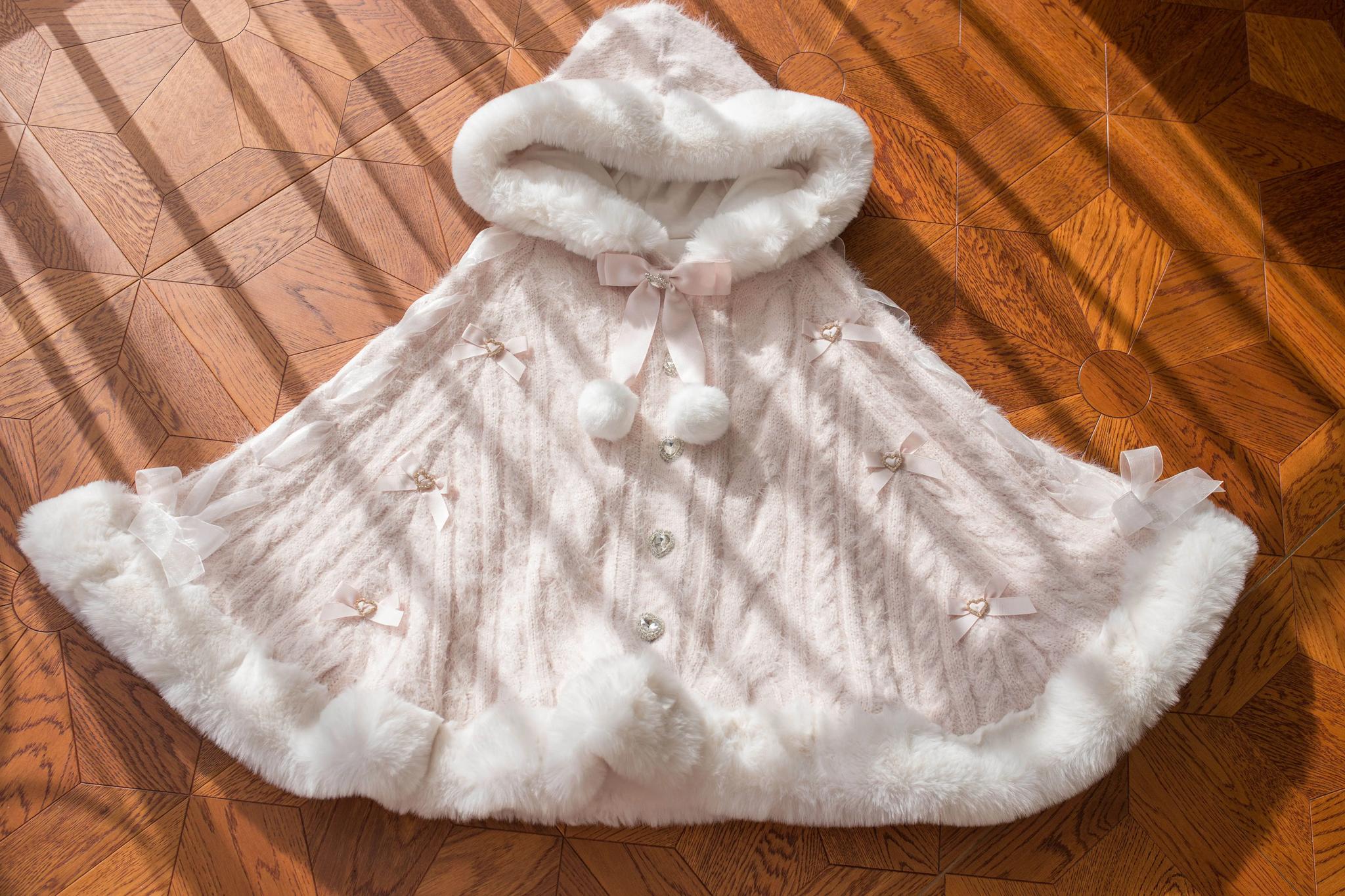 MIST - Sweet Bliss - Sweet Lolita Cape Winter Lolita Sweater Coat Pink cape coat only One Size - no weight restrictions on fit