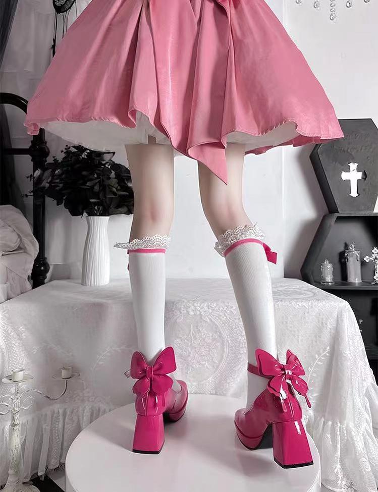 Pure Tea For Dream~Untouchable Butterfly~Elegant Lolita Heels Lolita Shoes PU Shining Platform 32642:388810