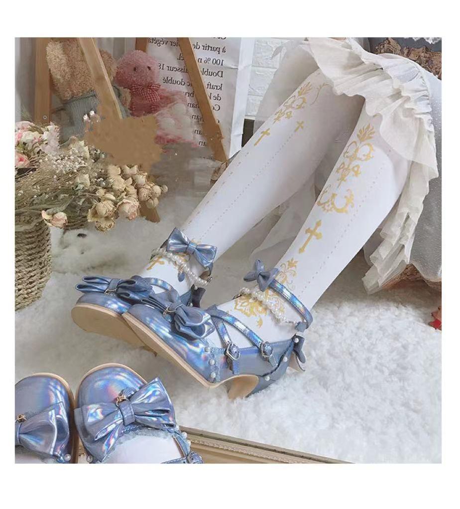 Wulala Mew~Elegant Lolita Pantyhose Daily Gold Foil Printing Tights 32880:403512