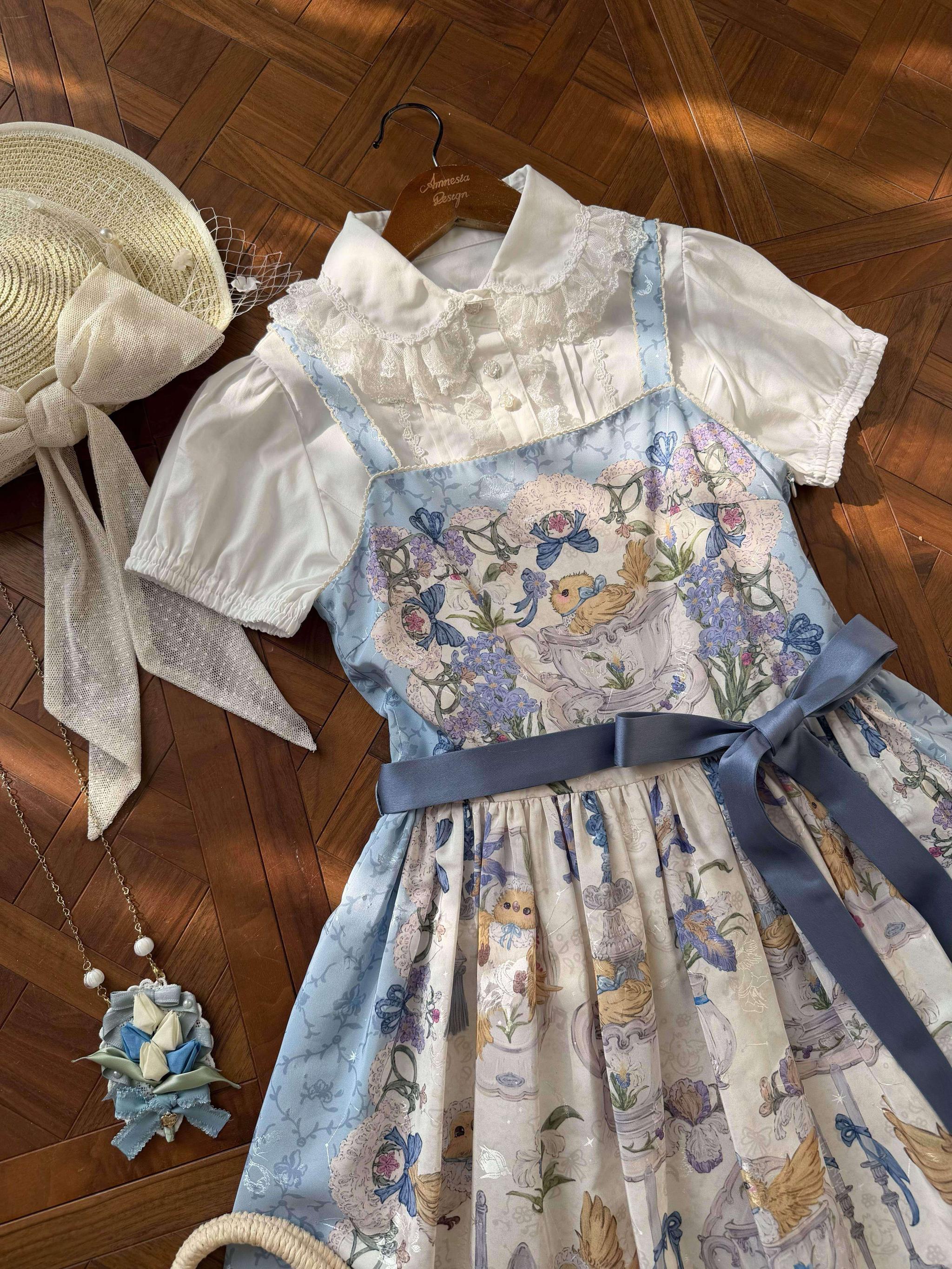Sugar Heart Rose - Old School Lolita Cotton Blouse with Ruffles
