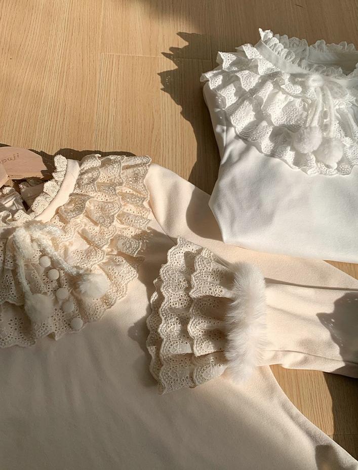 With PUJI - Frostfall - Winter Sweet Lolita Inner Wear, Layered Lace 44284:802109