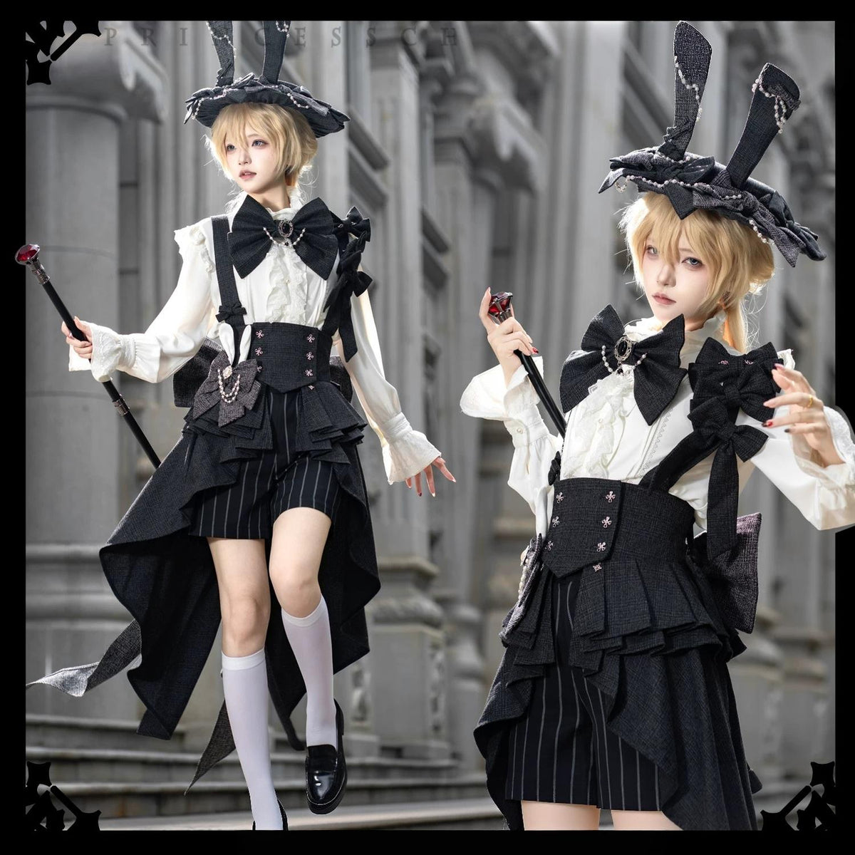 Rabbit Theater - Ouji Lolita Blouse and Waistband Set, Suspender-style 45982:870582